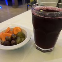 Crudités and bissap ( hibiscus) juice  at Farid in Dakar