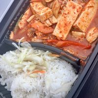 Not so good looking but very tasty tofu on kimchi  at Bang Tofu in Bratislava