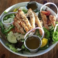 Greek salad w "chicken" at Orapax in Norfolk