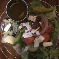 Vegan Greek salad with vegan feta  at Orapax in Norfolk