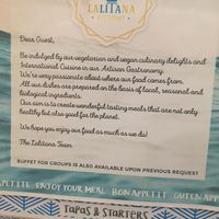 front page of their menu at Lalitana Restaurant in Lagos