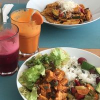 Fresh juices, pasta lalitana, buddha bowl at Lalitana Restaurant in Lagos