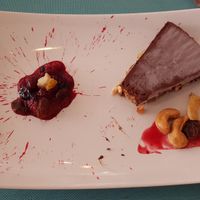 vegan Chocolate tarte with nuts and warm berries at Lalitana Restaurant in Lagos