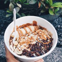 Vegan Protein Peanut Chocolate Bowl at Victoria's Health & Organic Bar in North Vancouver