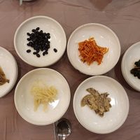 Vegan side dishes!! Be careful, some kimchi has fermented fish. at Namhan Mountain - 남한산성 in Iksan