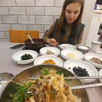 Soy meat bibimbap in front. I loved the fresh lettuce. at Namhan Mountain - 남한산성 in Iksan