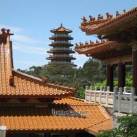 View of pagoda from inner temple at Nan Tien Temple in Wollongong