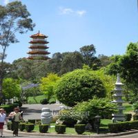 Pagoda in landscaped gardens at Nan Tien Temple in Wollongong