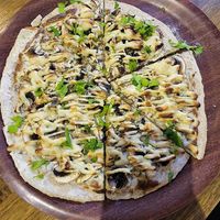 Mushroom pizza at Fruibies in Kuranda