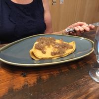 Pierogi crepe with carmelized onions at Kind Crepes in Mendon