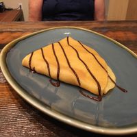 Peanut butter and banana crepe with chocolate sauce at Kind Crepes in Mendon