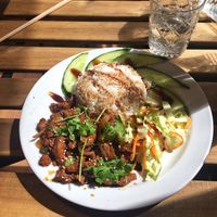 Soy and rice at lunchtime at Emoi in Helsinki
