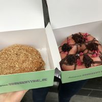 The Doughnuts just fit into the boxes 😋  at Rodeo Doughnuts - Shaftesbury Ave in London