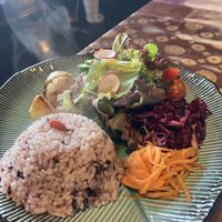 thai curry comes with rice and salad   at LaLa Zorba ララ・ゾルバ in Naha