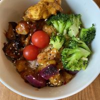 Vegan rice bowl with for weekday lunch   at Chimy's in Zurich