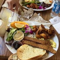 Vegan egg scramble plate   at Island Vintage Coffee in Honolulu