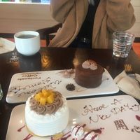 Chocolate cake and mango cream cake  at LN Fortunate Coffee in Shanghai