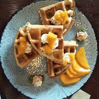 Vegan waffle. at LN Fortunate Coffee in Shanghai