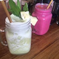 Lemon & mint crushie, pitaya smoothie  at COOH Cafe in North Curl Curl