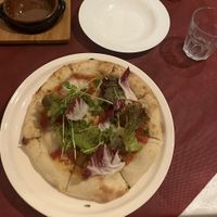 Yum pizza! Vegan pizza is labelled as an option at bottom of the menu. Also got the fried mushrooms which were delish. A random vibe at restaurant but didn’t matter!  at La Luce in Fujikawaguchiko