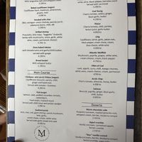 Menu  at Messinn in Reykjavik