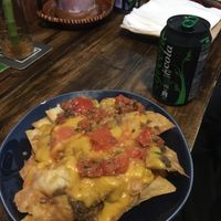 Nachos + green cola at O Burrito in Porto