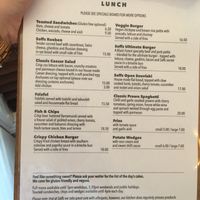 Menu  at Saff's Cafe  in Castlemaine