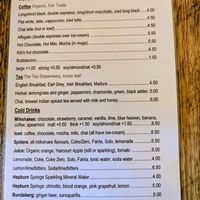 Drinks menu April 2026 at Saff's Cafe  in Castlemaine