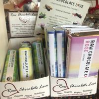 Raw Chocolate Love display at Red Barn Bakery in Irvington