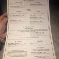 Vegan menu  at Pizza Express - North Bridge in Edinburgh