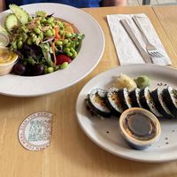 Veggie sushi and edamame salad. Yum!! at Fire Street Food in Savannah