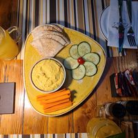 Hummus with pita at Coogi's Restaurant in Mdina