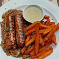 Beyond sausages with cabbage and sweet potatoes at Coogi's Restaurant in Mdina