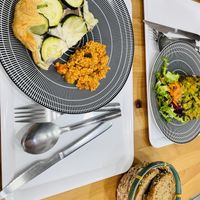 Zucchini pastry and tofu quiche   at Verdetariano in Sevilla