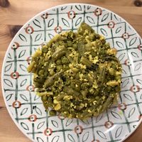 Strapazzato di fagiolini, piselli e tofu  #Veganuary at Verdetariano in Sevilla