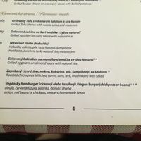 Menu at Grémium in Bratislava
