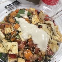 Quinoa salad and tahini  at TLV - Aroma - T3 in Tel Aviv