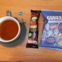 Peppermint tea and vegan snacks at The Garden Cafe  in Cambridge