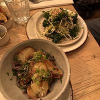 Roast potatoes and kale salad   at The Fig in Rye
