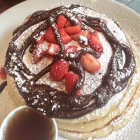 Strawberry Chocolate Pancakes (comes with maple syrup on the side) at The Diner - Shoreditch in London