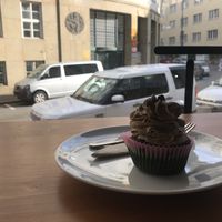 gluten free coffee cupcake at Vegan Food & Sweet Bar in Brno
