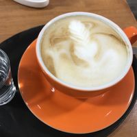 milky coffee at Vegan Food & Sweet Bar in Brno