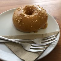sweet caramel donut at Vegan Food & Sweet Bar in Brno