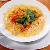 Rice noodles curry at Vegan Food & Sweet Bar in Brno