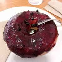Blueberries donut at Vegan Food & Sweet Bar in Brno
