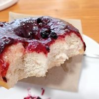 Half blueberries donut at Vegan Food & Sweet Bar in Brno