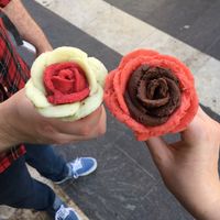 Raspberry and lemon&basil; strawberry&elderflower with chocolate&banana ❤️ at Gelarto Rosa - Szent István in Budapest