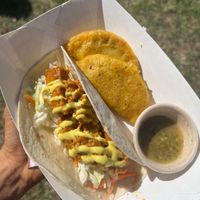 Vegan Peanut Sauce Seitan Taco & Empanda Combo at Radha's Kitchen in Alachua