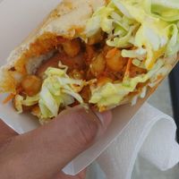 The Chana Dog w/ Curry Mayo. Delicious. The bread is so chewy. at Radha's Kitchen in Alachua