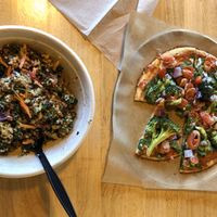 Mediterranean bowl and vegan/gluten free pizza at Aubergine & Company in Lehi
